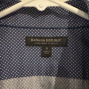 Banana Republic Men's Navy Polka Dot Shirt